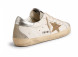 Женские кеды Golden Goose GG Super-Star With Gold Glitter Star and Ice-Gray Suede Inserts
