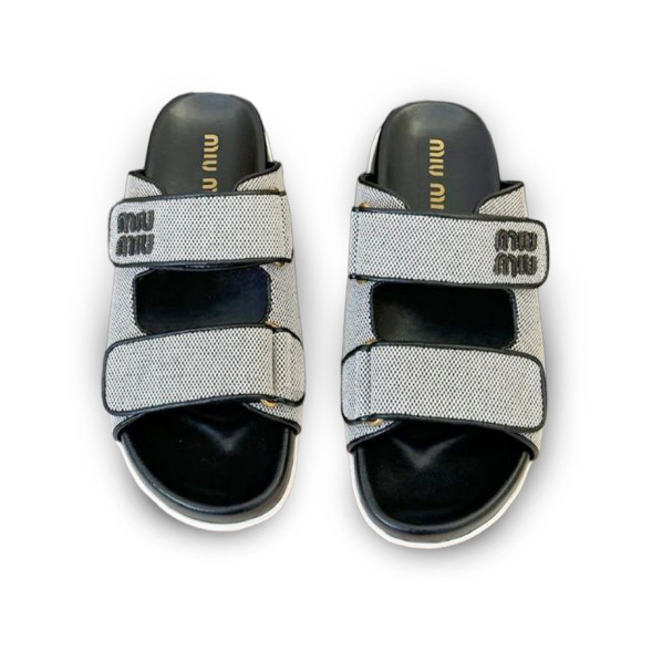 Женские шлепанцы Miu Miu Flip-flops Textile Grey