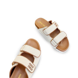 Miu Miu Flip-flops Textile Grey Brown