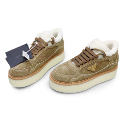 Prada Platform Suede Winter Beige