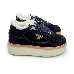 Prada Platform Suede Winter Black