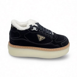 Prada Platform Suede Winter Black