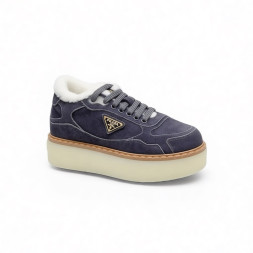 Prada Platform Suede Winter Dark Grey