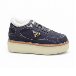 Prada Platform Suede Winter Dark Grey
