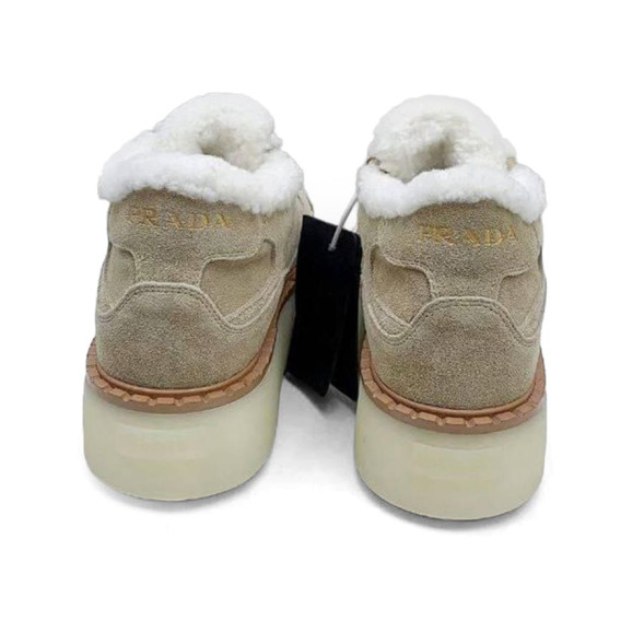 Женские зимние кроссовки на платформе Prada Platform Suede Winter Sand