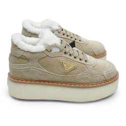 Prada Platform Suede Winter Sand