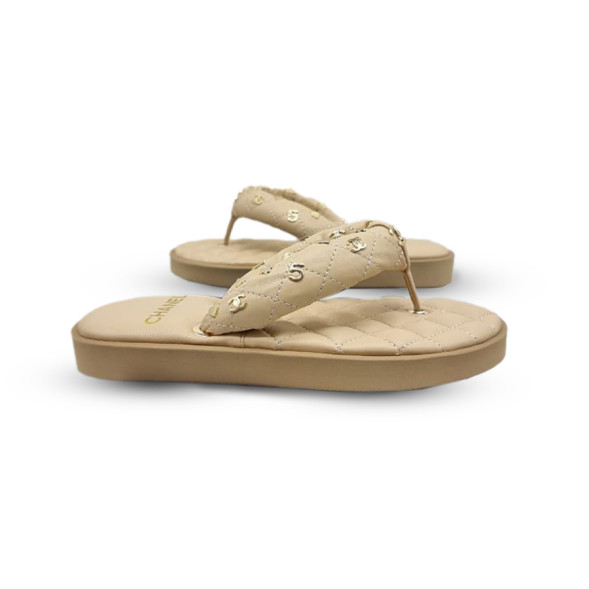 Женские шлепки Chanel 5 Flip-flops Beige