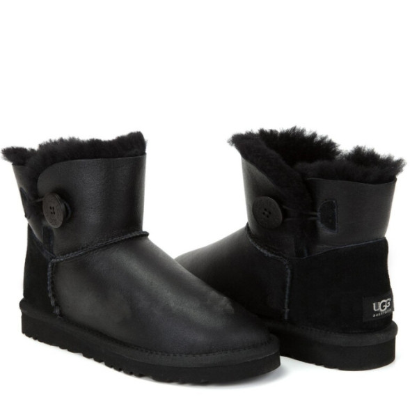 Женские мини угги с пуговицей Bailey Button Mini Metallic Black