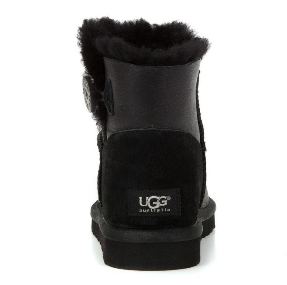 Женские мини угги с пуговицей Bailey Button Mini Metallic Black