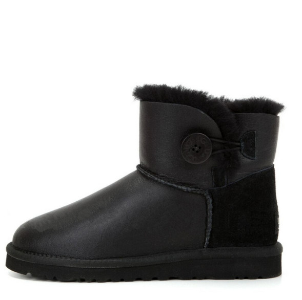 Женские мини угги с пуговицей Bailey Button Mini Metallic Black