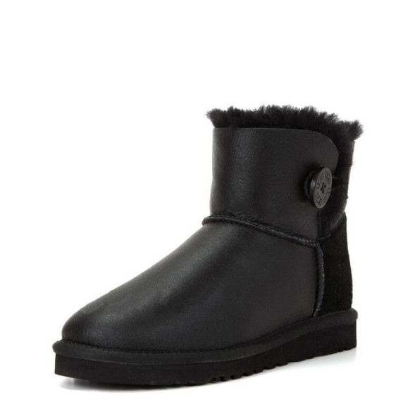 Женские мини угги с пуговицей Bailey Button Mini Metallic Black