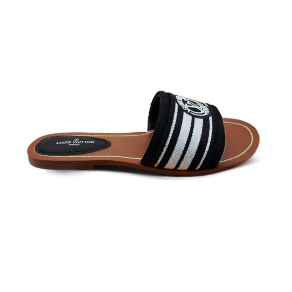 Женские шлепки Louis Vuitton Flip-flops Low Textile White/Black