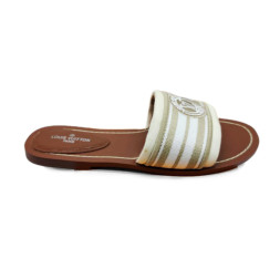 Louis Vuitton Flip-flops Low Textile White/Olive