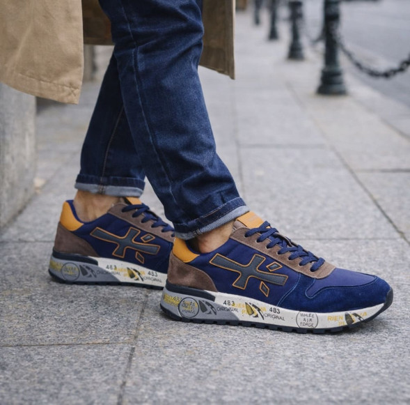 Унисекс кроссовки Premiata 483 Textile/Suede Navy/Brown