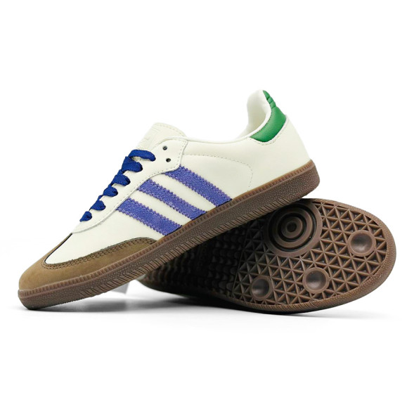 Женские кеды Adidas Samba OG Wmns Off White Core Purple/Green/Brown