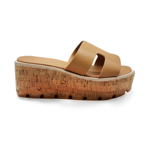 Женские шлепки Hermes Flip-flops Wood Brown