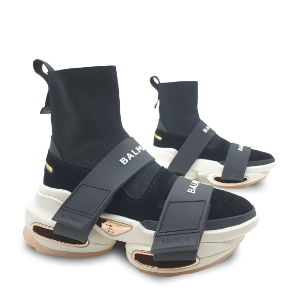 Женские кроссовки Balmain B-Bold Strap High Black/White