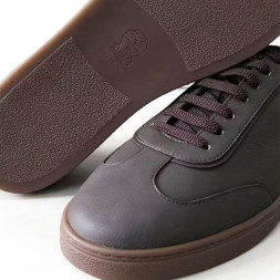 Brunello Cucinelli Leather Sneakers Dark Brown