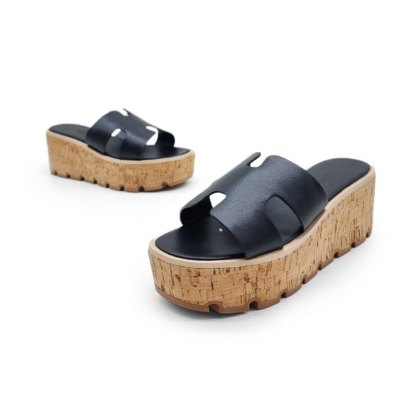 Женские шлепки Hermes Flip-flops Wood Black