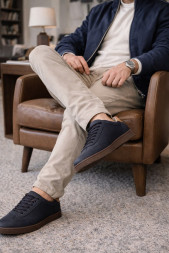 Brunello Cucinelli Leather Sneakers Navy