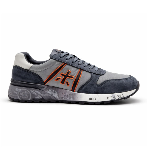 Унисекс кроссовки Premiata Textile/Suede Grey/Orange Logo