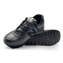 New Balance 574 Full Black Leather Winter