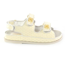 Chanel Sandals Jeans White