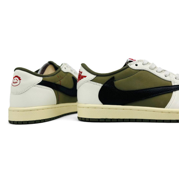 Мужские кроссовки Travis Scott x Air Jordan 1 Low Olive Black Swoosh