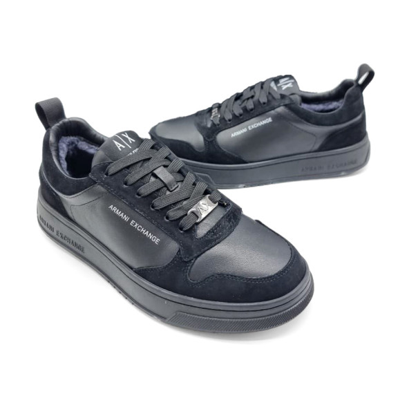 Мужские зимние кроссовки Armani Winter Leather Suede Black