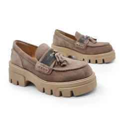 Brunello Cucinelli Loafers Suede Woman Beige